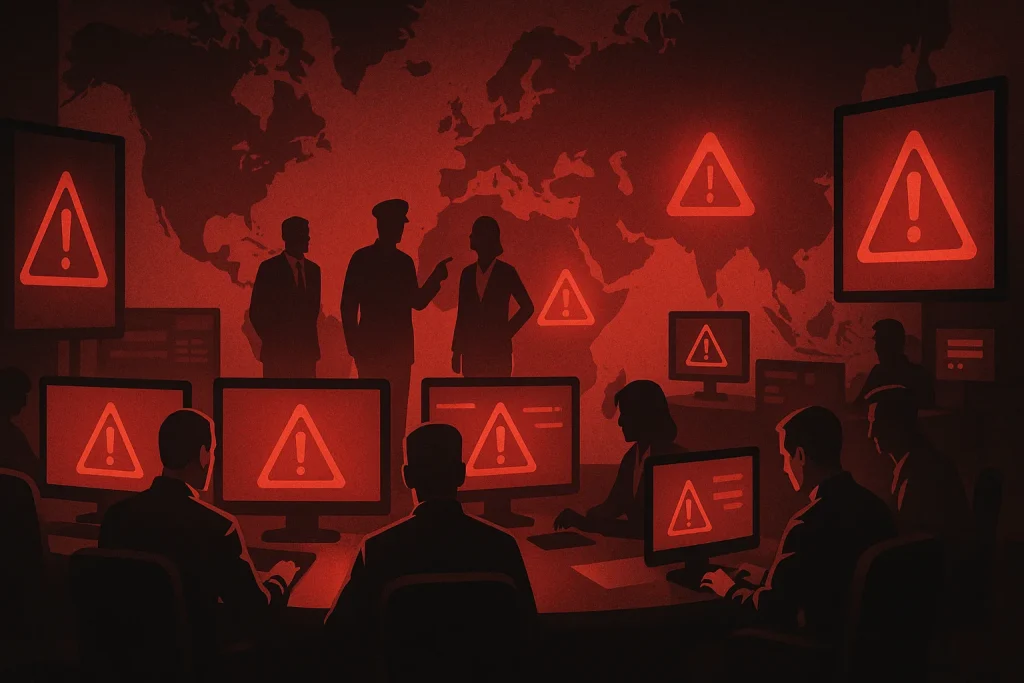 Sala de crisis diplomática de
novela Nunca de Ken Follet,