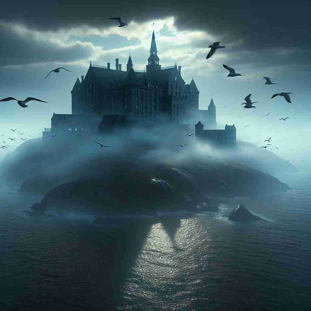 Vista de Ashecliffe en
Shutter Island: la isla con su hospital
psiquiátrico rodeado de niebla y
gaviotas, clave en el thriller.