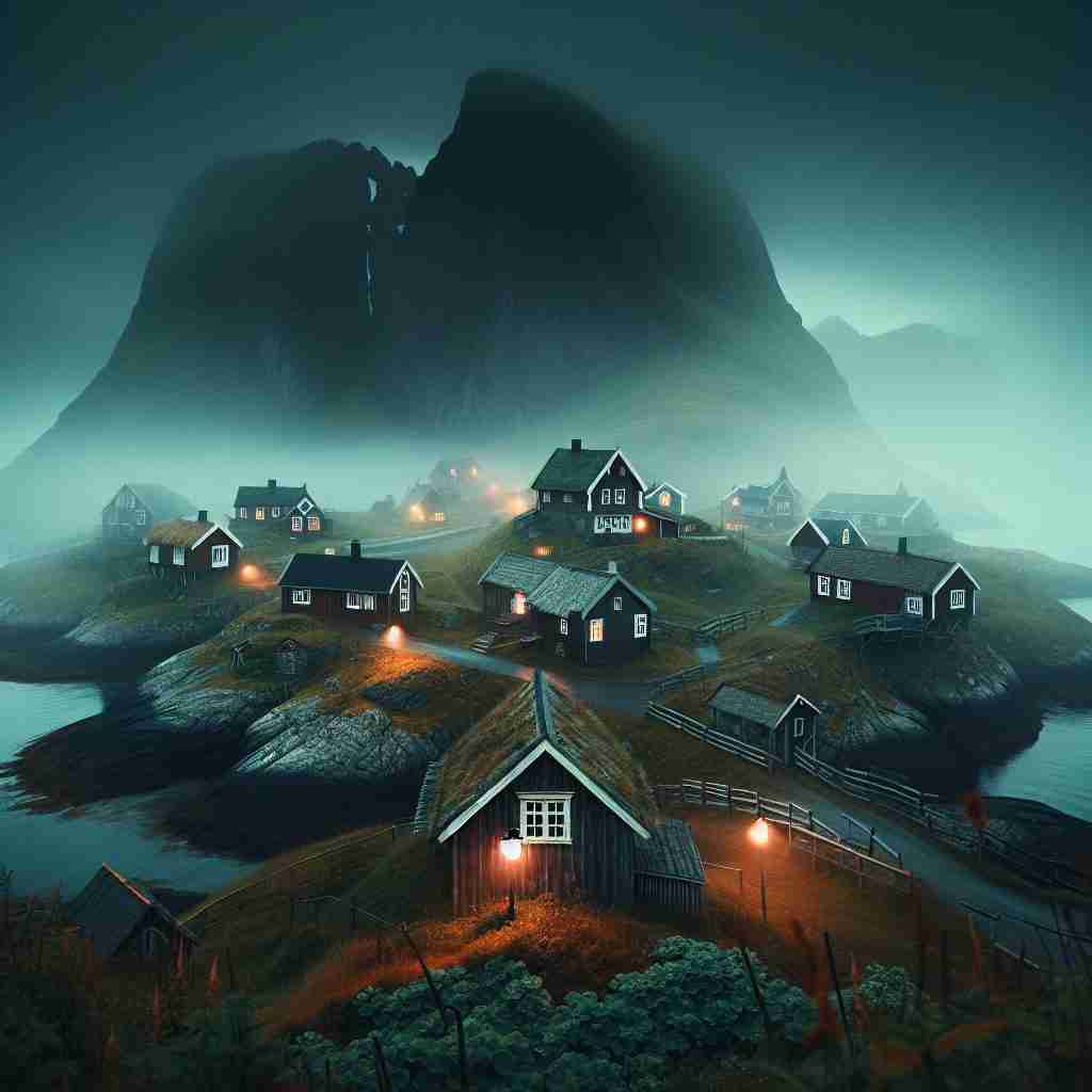 Pueblo costero en la
niebla que transmite la
atmósfera inquietante de la
novela.